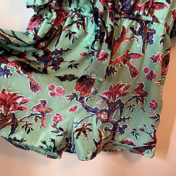 Boohoo Mint Green Floral jumper velvet embossed pattern birds - Picture 6 of 13